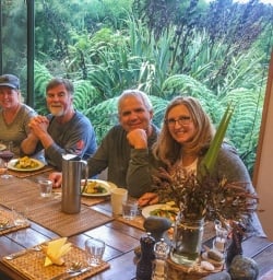 Dinner at Martins Bay Hut, Fiordland New Zealand