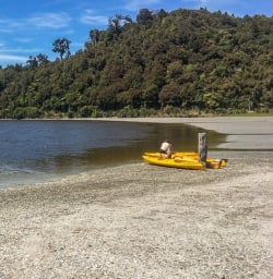 Kayak at Okarito Lagoon, West Coast New Zealand