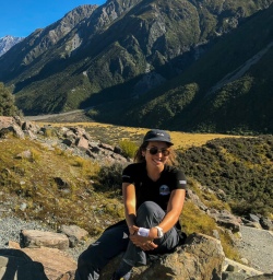 Guide at Tasman Glacier Viewpoint, Canterbury New Zealand