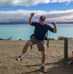 Happy guest at Lake Pukaki, Canterbury New Zealand