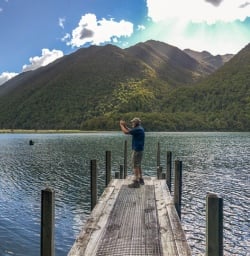 Taking pictures at Lake Rotoiti, Tasman New Zealand