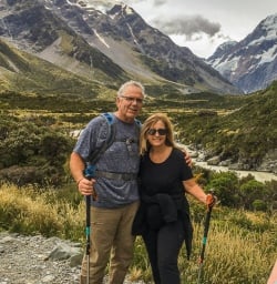 Couple posing at Aoraki Mount Cook, Canterbury New Zealand