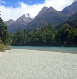 hollyford river and darran mountains