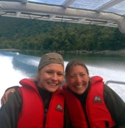 hollyford track hikers on board the jetboat