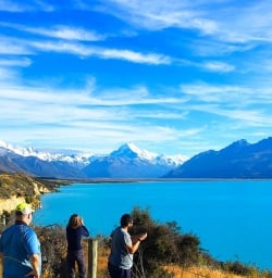Group at Peter's Lookout. View on Mount Cook and Lake Pukaki