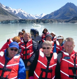 group on glacier explorers boat