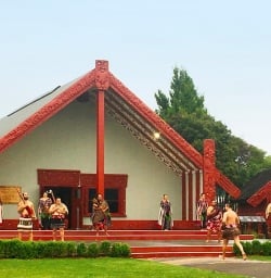 Getting welcomed onto the Marae with a traditional Powhiri