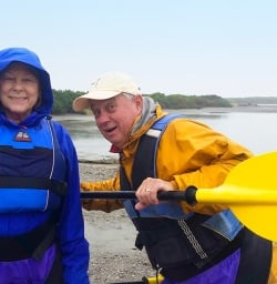 Happy Kayakers ready to hit the water at Okarito Lagoon