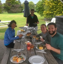 Kate serving the team up an awesome Kiwi BBQ