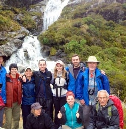 Group at Routeburn Track falls