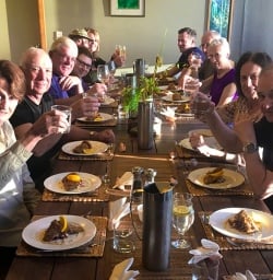 Family dinner at Martins Bay Lodge