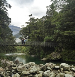 Hikers on bridge at Giants Gate