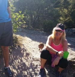 Weka and Hiker on Mou Waho Island