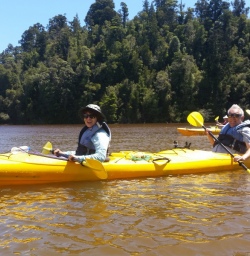 Kayakers on Okarito Lagoon 