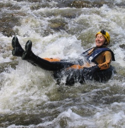 Marilyn tubing down the Nile River