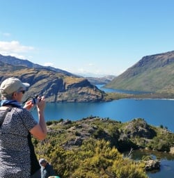 Hiker at Lake Wanaka lookout