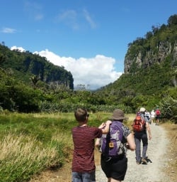 Hikers heading up the Pororari River
