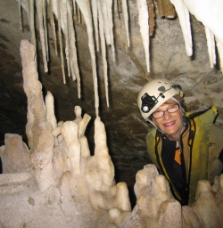 Stalagmites within the cave