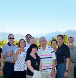 pre dinner drinks at lake matheson new zealand