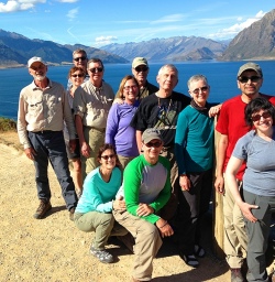 hiking group at lake wanka new zealand