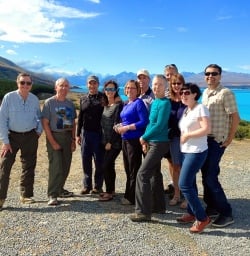 walking group at lake pukaki
