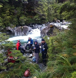 Riverside lunchbreak at Arthurs Pass