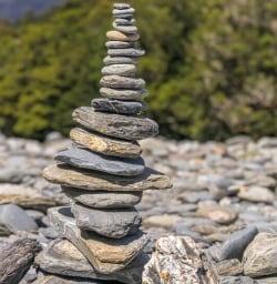 Cairn at Makarora river, Otago New Zealand