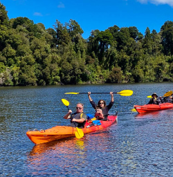 Kayaking adventure tours Lake Mapourika.