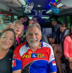 Group in the bus at West Coast, New Zealand