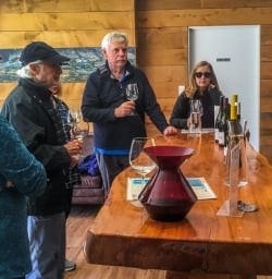 Wine tasting at Kinross wineyards, Gibbston Otago New Zealand