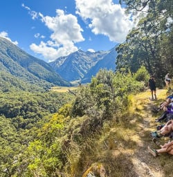 Guests hiking in Mount Aspiring National Park 130124 11