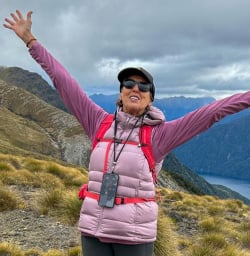 2 Happy Female Traveller on the Kepler Track 07MAR25