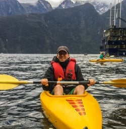 Kayaking at Milford Sound, Fiordland New Zealand