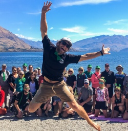 Happy guide at Lake Wanaka, Otago New Zealand