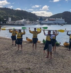 Practicing kayak at Picton, Marlborough New Zealand