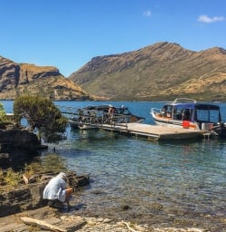 Boarding on the boat at Mou Waho Island, Wanaka Otago New Zealand