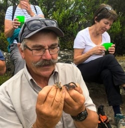 Chris introduces us to the Weta and a Gecko while we enjoy a tea break!