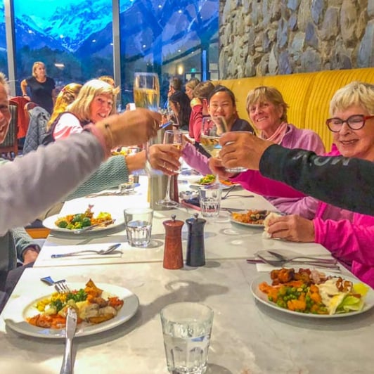 Group dinner New Zealand Adventure Tour