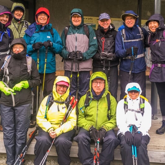 Group ready to hike the Routeburn Track, Otago New Zealand