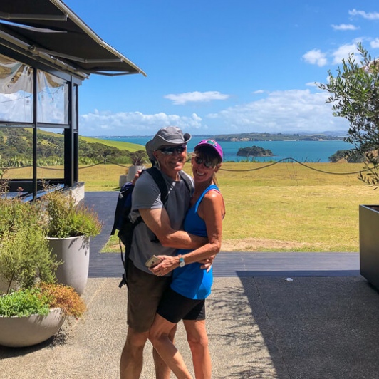 Couple at Cable Bay Wineyards, Waiheke Island Auckland New Zealand