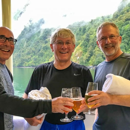 Cheersing on Milford Sound boat