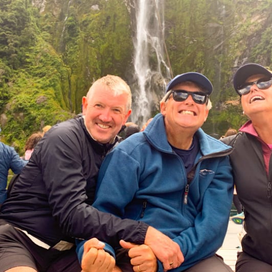 1. Four happy guests on Milford Cruise