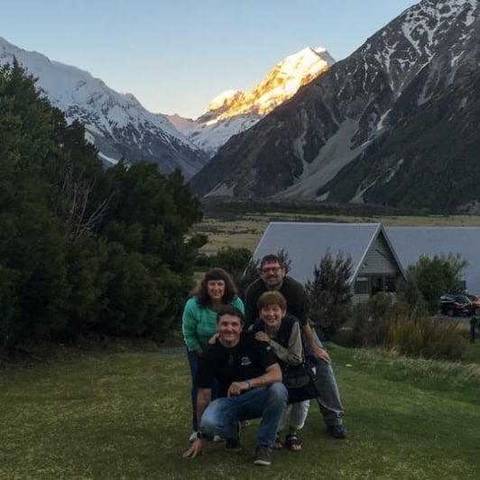 Group at Aoraki Mount Cook, Canterbury New Zealand