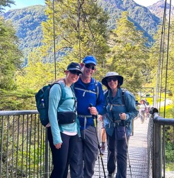 family exploring the the Routeburn Track