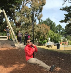 Having fun with the zipline in New Zealand