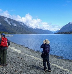 Getting to the boat at Lake Mckerrow, Fiordland National Park, Southland New Zealand
