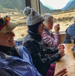 Group enjoy bubbles at Siberia Hut