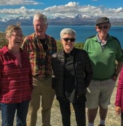 Group at Lake Pukaki, Aoraki / Mount Cook in the background, Canterbury New Zealand