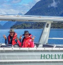 Guests at Lake Mckerrow, Fiordland National Park, Southland New Zealand