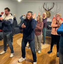 guests doing the haka at Kohutapu Lodge Sn28OCT25